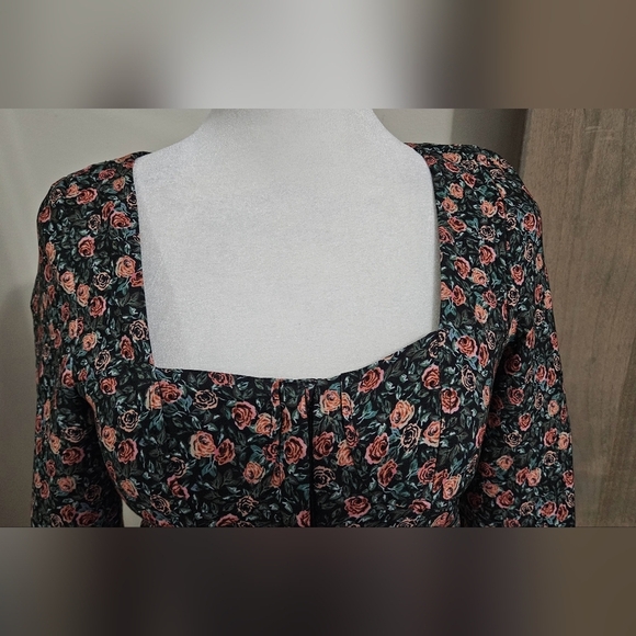 ZARA Floral Bustier Long Sleeve Crop Top. Size XS - Picture 6 of 14
